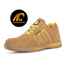 Yellow Suede Leather Rubber Sole Steel Toe Safety Shoes for Women