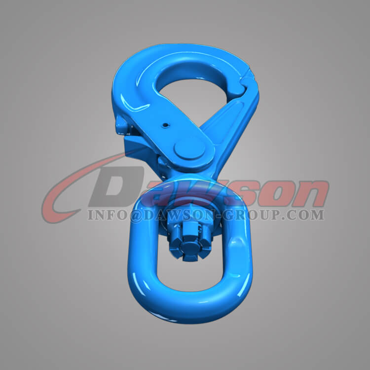Dawson Grade 100 Special Swivel Self-locking Hook with Grip Latch for Chain Slings - China Factory Gancho de travamento automático giratório especial Dawson Grau 100 com trava para lingas de corrente - Fábrica na China