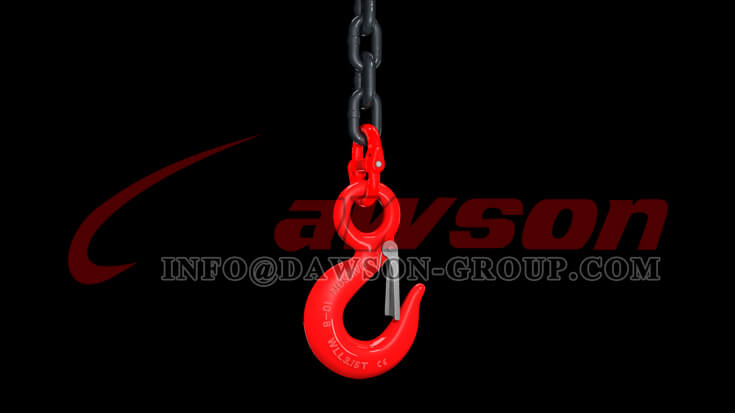 Aplicaci&oacute;n del gancho de eslinga con ojo G80 con pestillo para eslingas de cadena de elevaci&oacute;n de gr&uacute;as - Dawson Group Ltd. - Fabricante de China