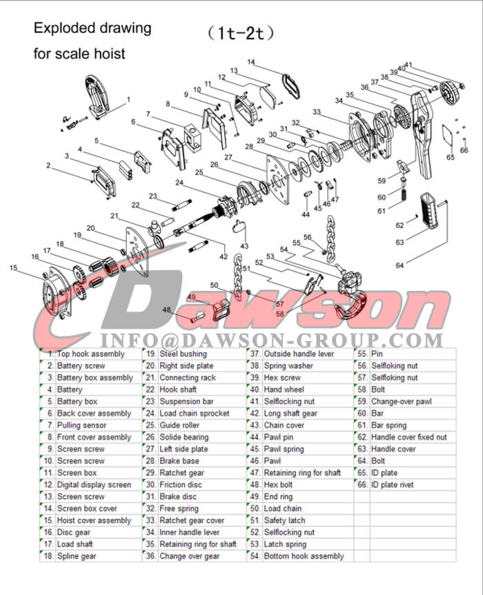 スケールホイスト用分解図 - Dawson Group Ltd - 中国サプライヤー