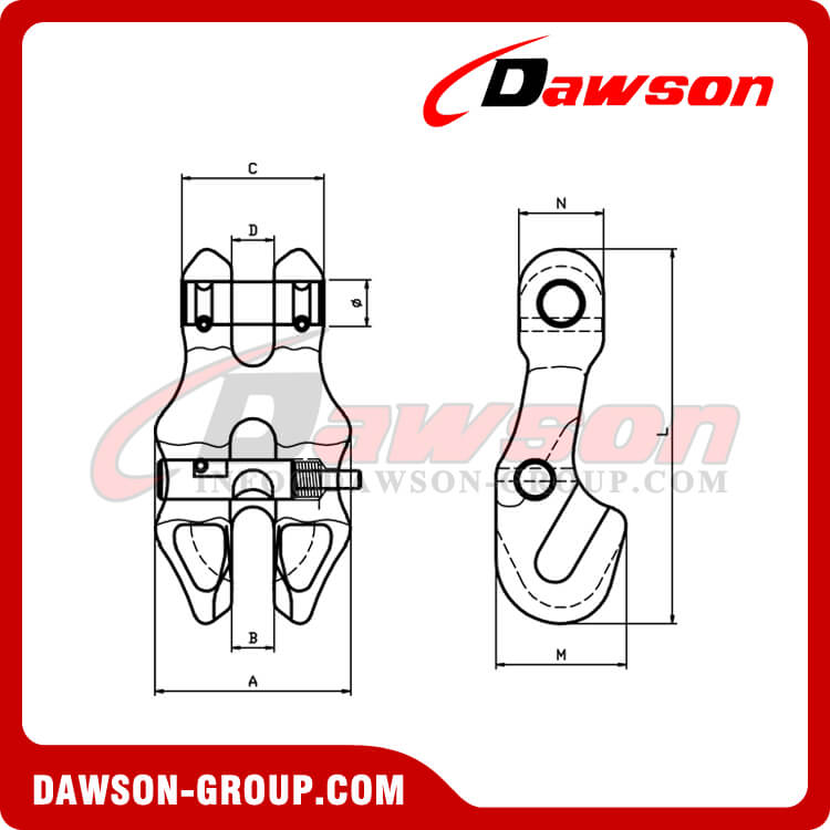 DS1057 G100 Embrague de cadena tipo horquilla con pasador de seguridad para ajustar la longitud de la cadena - Dawson Group Ltd. - Fabricante de China