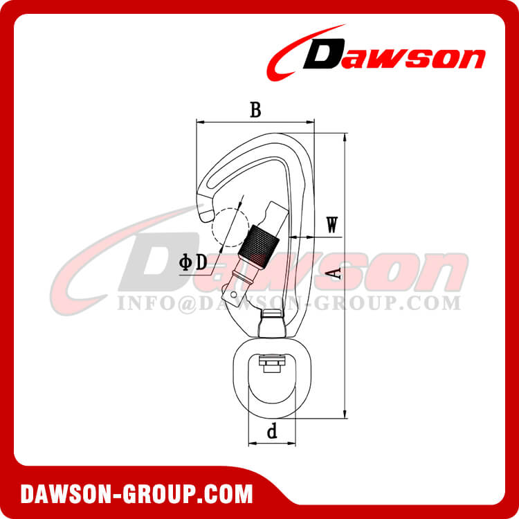 DS7801D3B Gancho de seguridad de aleación de aluminio 7075, mosquetón de gancho de seguridad
