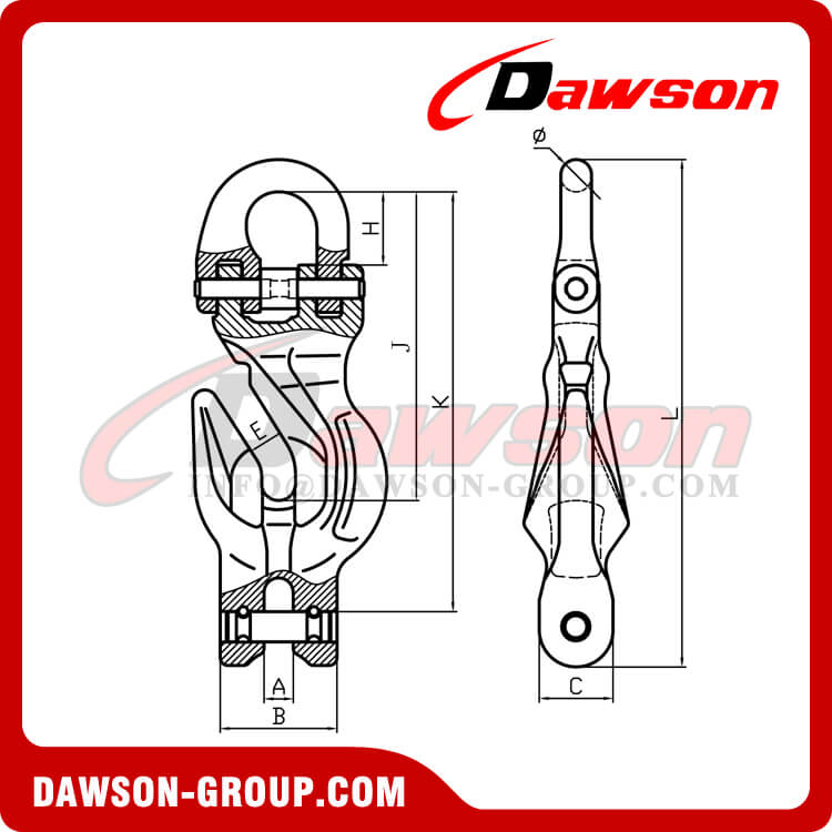  DS1080 G100 6-22MM Enlace de conexión con accesorio de gancho de agarre de acortamiento de horquilla para eslingas de cadena