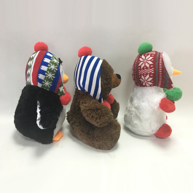 Cute 25cm Kids Toy Plush Christmas Animal Toys with Hat 