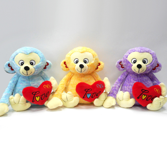 Custom Valentine Soft Toy Stuffed Plush Soft Monkey with Heart