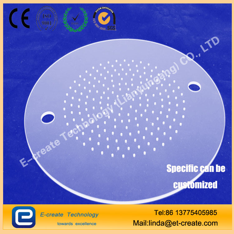High-precision perforated quartz plate diameter 0.2mm error 20 microns