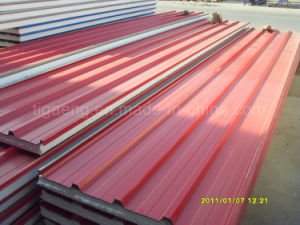 panneau &quot;sandwich&quot; de 75mm PU/EPS/Rockwool/Glasswool pour le toit/mur