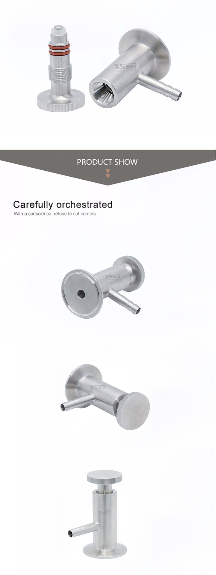 Гигиенические санитарные трехзажимные пробоотборные клапаны из нержавеющей стали SS304 50,5 мм