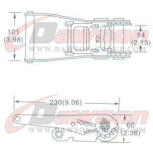 DG-B001 2 ''ラチェット バックル、50MM ラチェット バックル、3000kgs の図面 - 中国ドーソン サプライヤー
