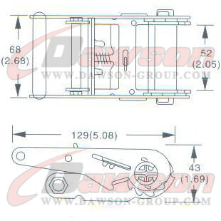 DG-B011 1_5 ''ラチェット バックル、35MM 38MM ラチェット バックル、2000kgs の図面 - 中国ドーソン サプライヤー