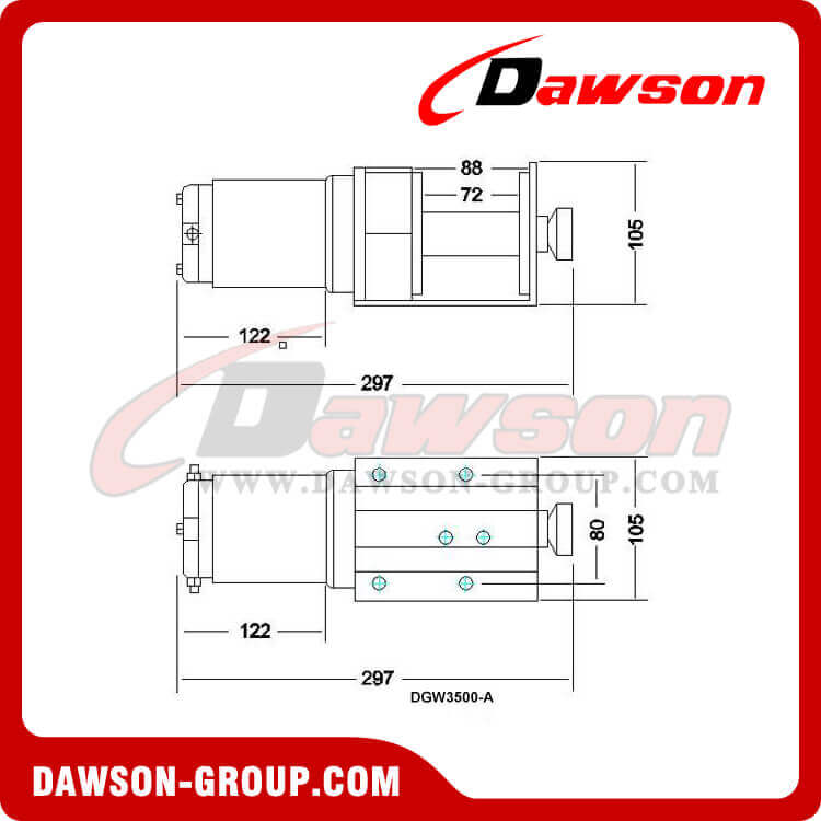 Drawing of DGW3500-A - Electric Winch - Dawson Group Ltd. - China Manufacturer, Supplier, Factory, Exporter DGW3500-A の図面 - 電動ウインチ - Dawson Group Ltd. - 中国メーカー、サプライヤー、工場、輸出者