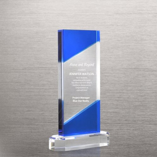 Rectangle Dark Blue Accent Crystal Trophy (#78200)