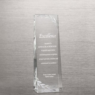Etched Crystalline Tower Silver Laurels Trophy (#76245)