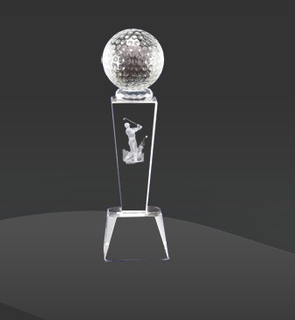 3D Figurine Glass Crystal Golf Trophy for Sport