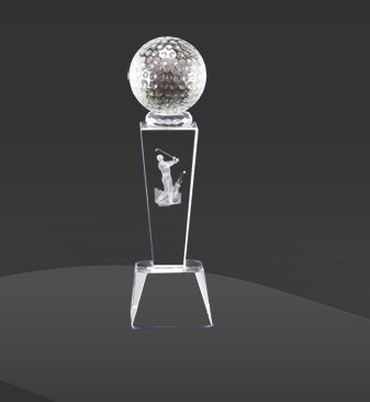 3D Figurine Glass Crystal Golf Trophy for Sport