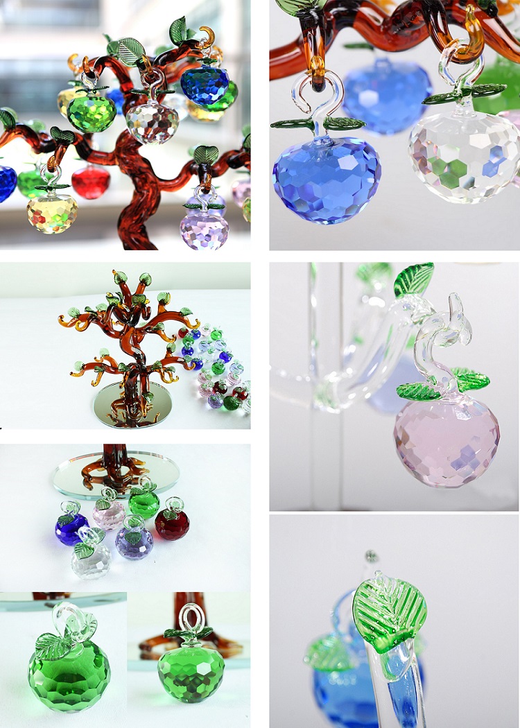 14 Inches Crystal Glass Apple Tree Home Decoration for Gift