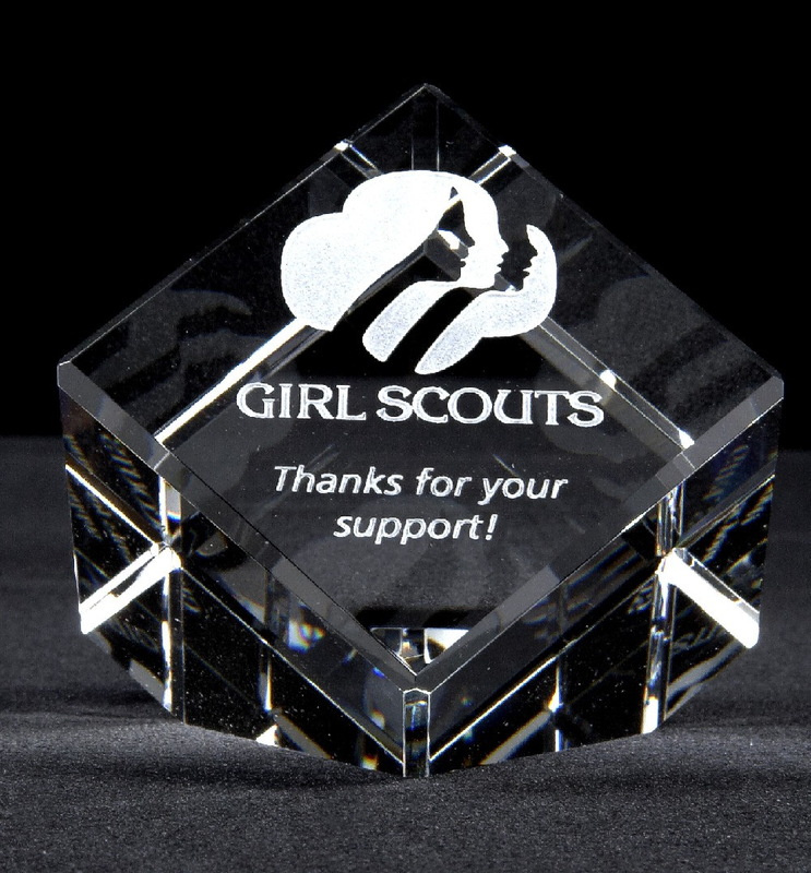 Deco Cube Crystal Paperweight