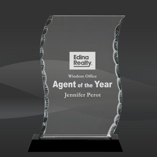 Facet Wave Scroll Glass Award (J-FC31, J-FC32, J-FC33)