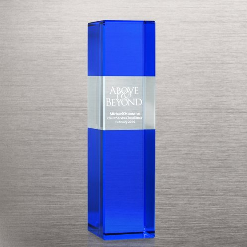 Block Tower Blue Crystal Trophy