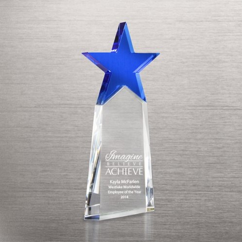Cobalt Star Pinnacle Crystal Trophy