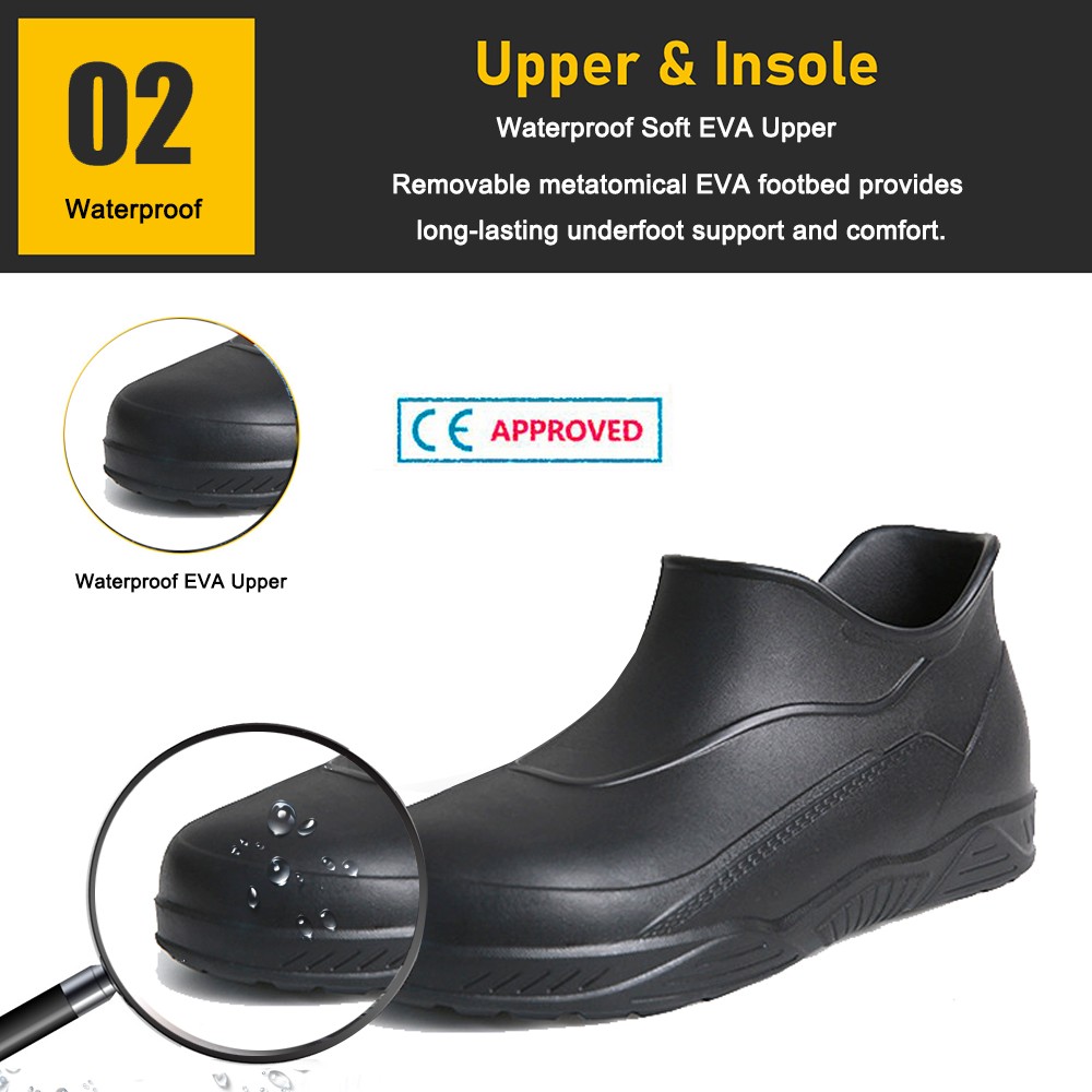 High Ankle Waterproof Steel Toe EVA Kitchen Chef Safety Shoes Non-slip