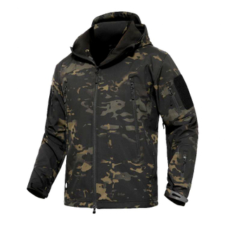 Military Dark Camouflage Softshell Jacket with Shark Pattern