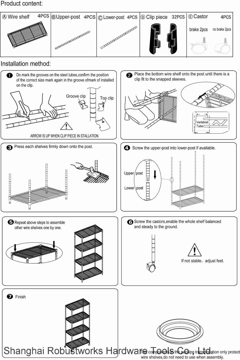 Four Tiers Chrome Plated Home Use Wheeled Wire Shelf (9035170)