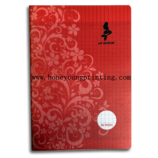 A4 size PP cover seyes 96 pages notebook staple binding corner rounding assorted designs