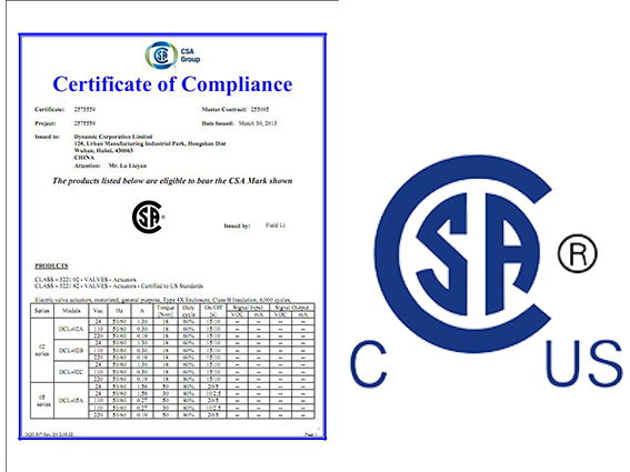 2013年4月〜6月所有DCL系列产品均通过CSA认证。