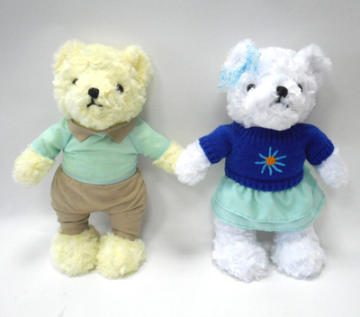 Customized Plush Stuffed Lovely Couple Teddy Bear Toys with Clothes