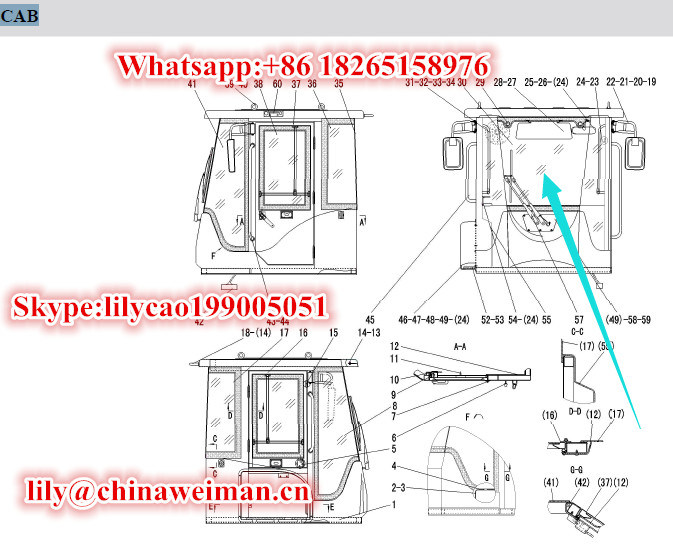 Sdlg LG936 LG938 LG956 LG958 LG968 Cab Parts Front Windshield Glass 4190000943