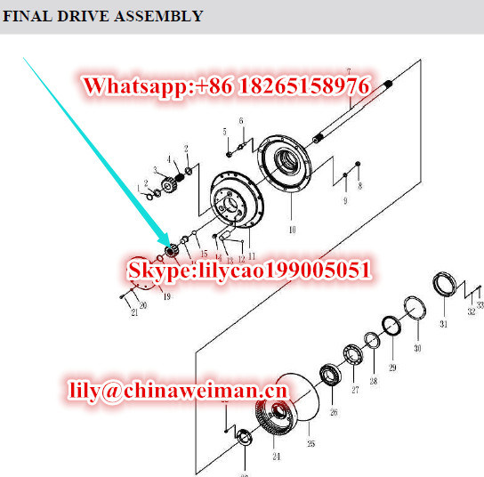 Sdlg LG956 Gear-Sun 29070000511, Sun-Gear for LG958 LG968 Final Drive Assembly