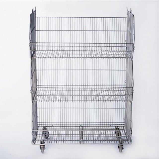3 Tired Wire Mesh Stack Basket W/ Four Casters MW-S09