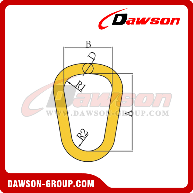 DS337 G80 WLL 4-20T forjou o tipo ligação mestre da pera do aço de liga para o estilingue da corda de fio de aço/eslingas Chain
