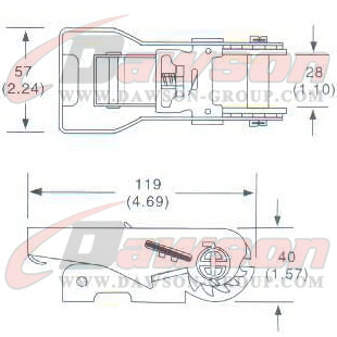 DG-B016 1-1 16 ''ラチェット バックル、28MM ラチェット バックル、1500kgs の図面 - 中国ドーソン サプライヤー