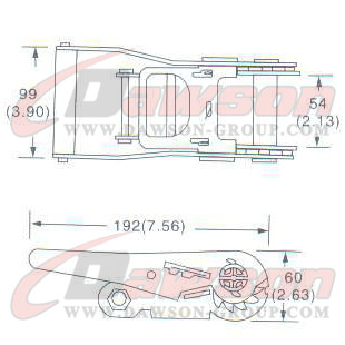DG-B002 2 ''ラチェット バックル、50MM ラチェット バックル、3000kgs の図面 - 中国ドーソン サプライヤー