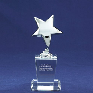 Hot Selling Silver Star Shining Star Trophy with Crystal Base