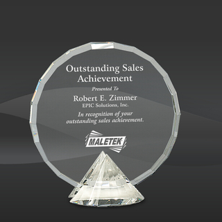 Diamond Cut Round Crystal Award (J-CRY056M, J-CRY056L)