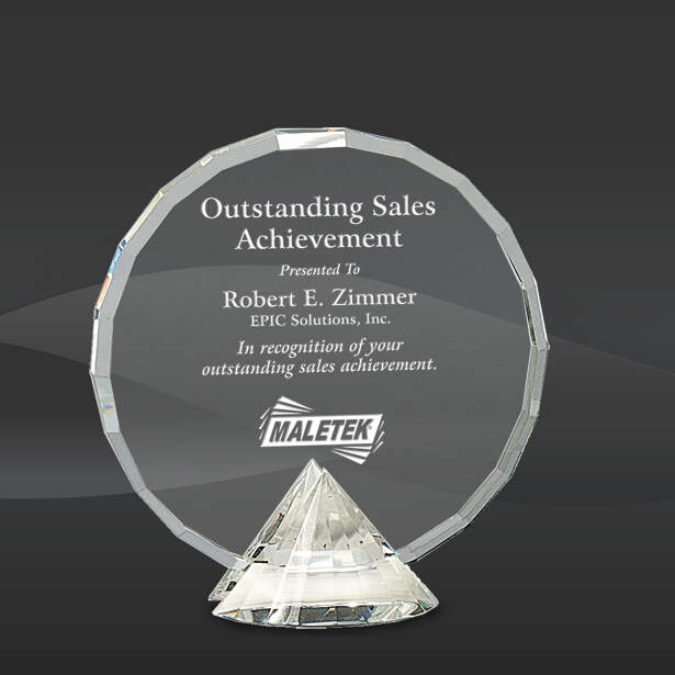 Diamond Cut Round Crystal Award (J-CRY056M, J-CRY056L)