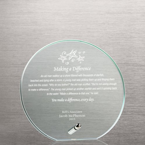 Mini Round Jade Glass Award Plaque (#72899, #72898)