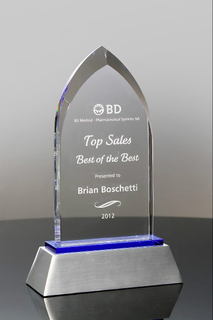 Arch Blue and Clear Award with Metal Base (#5416)