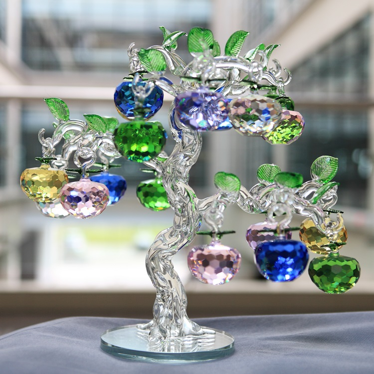 14 Inches Crystal Glass Apple Tree Home Decoration for Gift