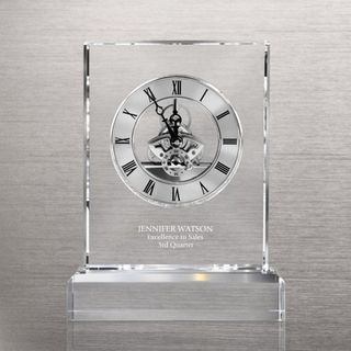 Silver Executive Crystal Skeleton Clock for Corporate Gifts (#71501)