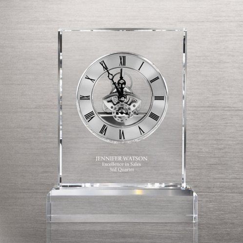 Silver Executive Crystal Skeleton Clock for Corporate Gifts (#71501)