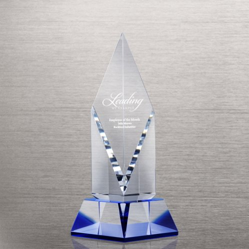 Diamond Blue and Crystal Trophy