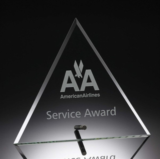 Standing Jade Glass Triangle Award (#30323)