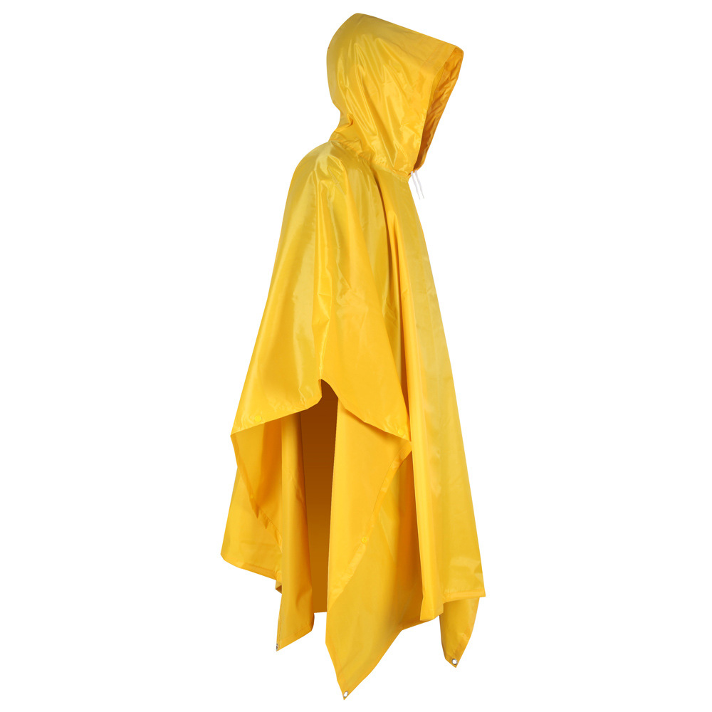 Yelllow Waterproof Hooded Polyester Poncho Rain Cape