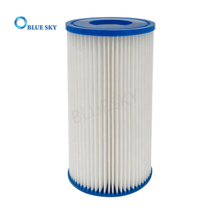 Cartucho de filtro de agua plisado papel azul filtro de piscina estándar de 8 pulgadas