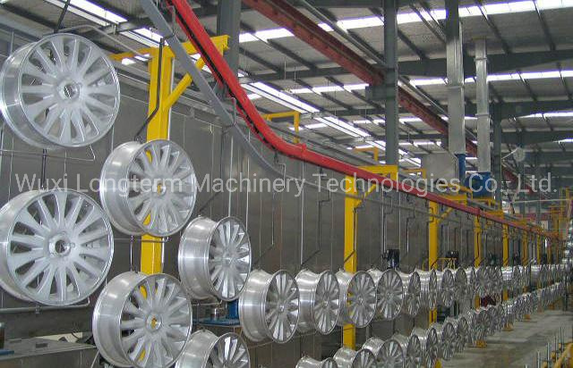 High Performance Car Wheel Trolley Conveyor Equipment Powder Coating Line, China Professional Powder Coating System for Car Wheel Hub#