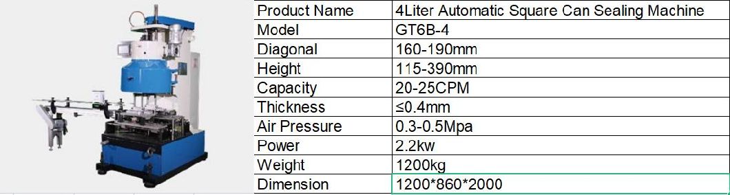 18L 4L 25lautomatic Round/Square Tin Can Sealing Machine